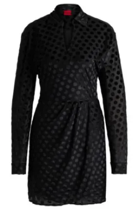 Wrap-front regular-fit dress with devoré pattern